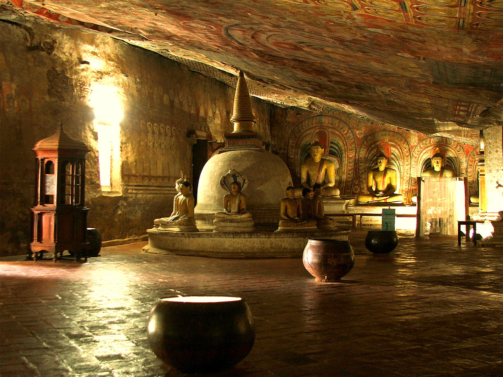 An inside look of the Dambublla Cave Temple.